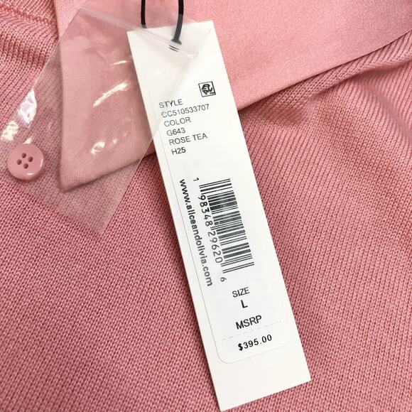 Alice + Olivia Porla Stretch Wool Collared Sweater In Rose Tea Size L NWT - Picture 2 of 11